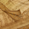 Sanskriti Vintage Cream Sarees 100% Pure Crepe Silk Printed Sari Craft Fabric