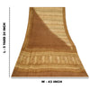 Sanskriti Vintage Cream Sarees 100% Pure Crepe Silk Printed Sari Craft Fabric