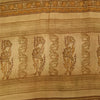 Sanskriti Vintage Cream Sarees 100% Pure Crepe Silk Printed Sari Craft Fabric