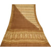 Sanskriti Vintage Cream Sarees 100% Pure Crepe Silk Printed Sari Craft Fabric