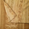 Sanskriti Vintage Cream Sarees 100% Pure Crepe Silk Printed Sari Craft Fabric