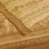 Sanskriti Vintage Cream Sarees 100% Pure Crepe Silk Printed Sari Craft Fabric