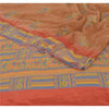 Sanskriti Vintage Brown Sarees Pure Crepe Silk Printed Sari Craft 5 Yard Fabric