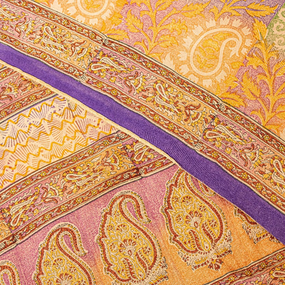 Sanskriti Vintage Sari 100% Ren Crepe Silke Trykt Bæredygtigt Stof 5 Yard Håndlavet Sari