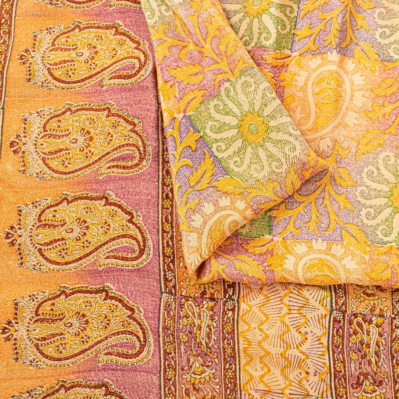 Sanskriti Vintage Sari 100% Ren Crepe Silke Trykt Bæredygtigt Stof 5 Yard Håndlavet Sari