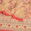 Sanskriti Vintage beige Sarees Poly Georgette Printed Sari Craft Sustainable Fabric