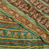 Sanskriti Vintage Sarees Brown Pure Georgette Silk Printed Sari 5yd Craft Fabric