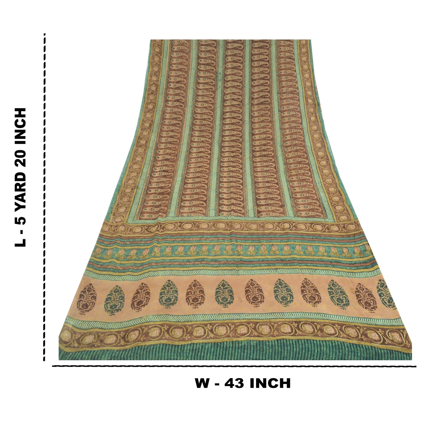 Sanskriti Vintage Sarees Brown Pure Georgette Silk Printed Sari 5yd Craft Fabric