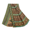 Sanskriti Vintage Sarees Brown Pure Georgette Silk Printed Sari 5yd Craft Fabric