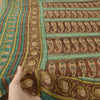 Sanskriti Vintage Sarees Brown Pure Georgette Silk Printed Sari 5yd Craft Fabric