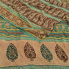 Sanskriti Vintage Sarees Brown Pure Georgette Silk Printed Sari 5yd Craft Fabric