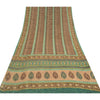 Sanskriti Vintage Sarees Brown Pure Georgette Silk Printed Sari 5yd Craft Fabric