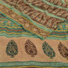 Sanskriti Vintage Sarees Brown Pure Georgette Silk Printed Sari 5yd Craft Fabric