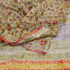 Sanskriti Vintage Green Sarees Pure Georgette Hand Block Print 5+YD Textile Sari