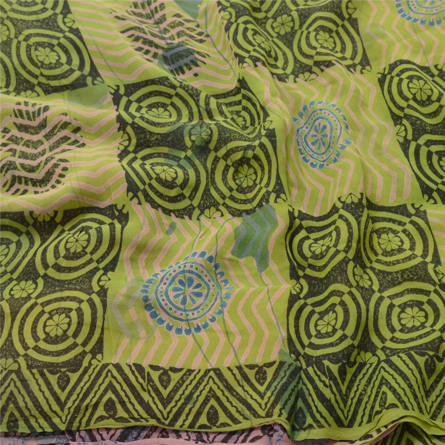Sanskriti Vintage Purple Sarees Pure Georgette Silk Sari Printed Craft Sustainable Fabric