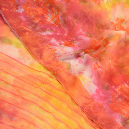 Sanskriti Vintage Red Sarees Blend Georgette Digital Printed Sari Craft Fabric