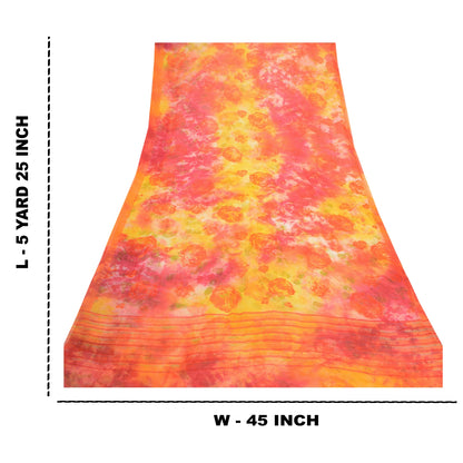 Sanskriti Vintage Red Sarees Blend Georgette Digital Printed Sari Craft Fabric