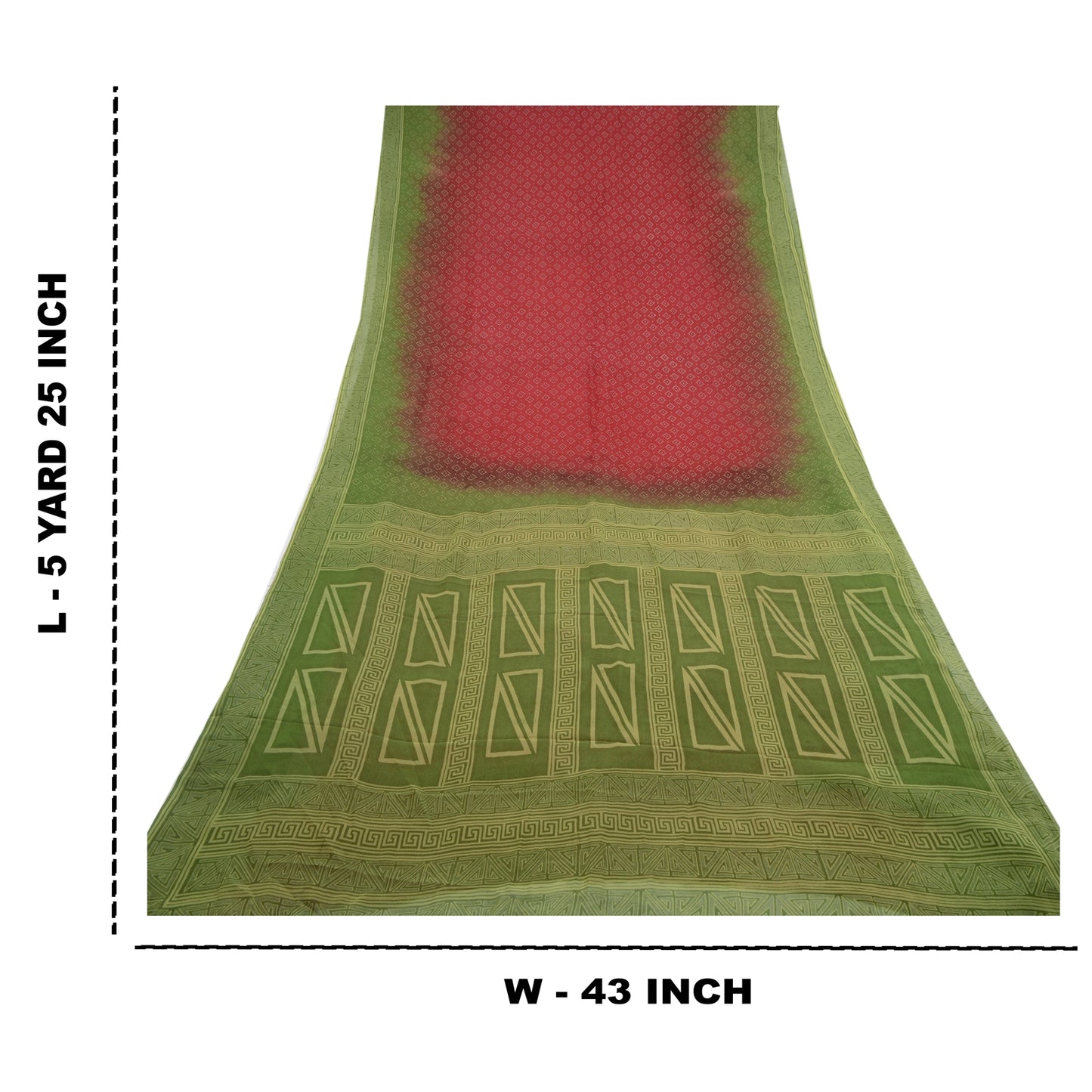 Sanskriti Vintage Red Sarees Pure Chiffon Silk Printed Sari Soft Craft Sustainable Fabric