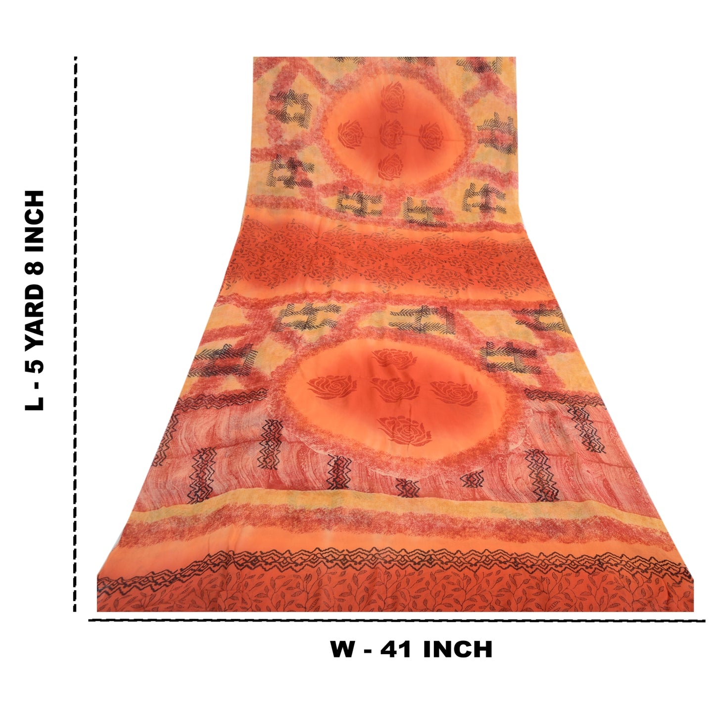 Sanskriti Vintage Orange Sarees Blend Georgette Printed Sari Soft Craft Sustainable Fabric