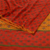 Sanskriti Vintage Red Printed Sarees Pure Georgette Silk Sari 5yd Craft Sustainable Fabric