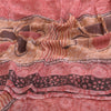 Sanskriti Vintage Pink Sarees Blend Georgette Printed Sari Craft 5 Yard Sustainable Fabric