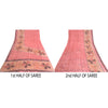 Sanskriti Vintage Pink Sarees Blend Georgette Printed Sari Craft 5 Yard Sustainable Fabric