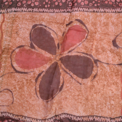 Sanskriti Vintage Pink Sarees Blend Georgette Printed Sari Craft 5 Yard Sustainable Fabric