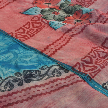 Sanskriti Vintage Blue Sarees Pure Georgette Silk Printed Sari Craft Sustainable Fabric