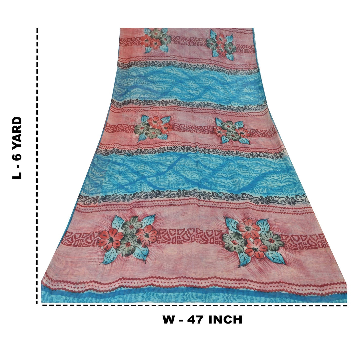 Sanskriti Vintage Blue Sarees Pure Georgette Silk Printed Sari Craft Sustainable Fabric