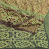 Sanskriti Vintage Green Sarees Pure Georgette Geometric Printed Sari 5+yd Fabric