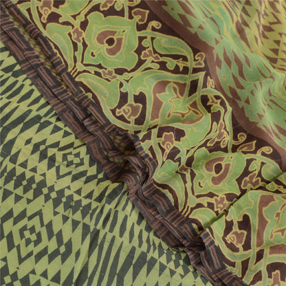 Sanskriti Vintage Green Sarees Pure Georgette Geometric Printed Sari 5+yd Fabric