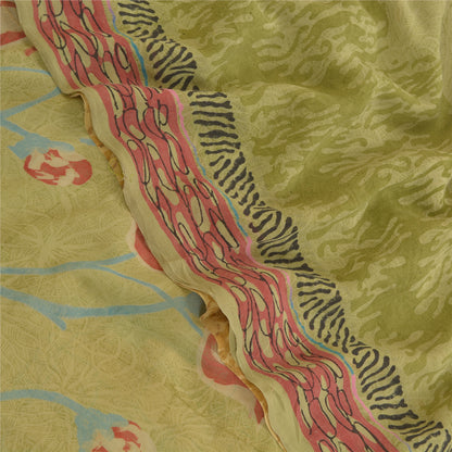 Sanskriti Vintage Multi Sarees Pure Georgette Silk Print Sari 5yd Craft Sustainable Fabric