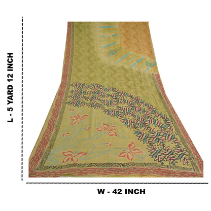 Sanskriti Vintage Multi Sarees Pure Georgette Silk Print Sari 5yd Craft Sustainable Fabric