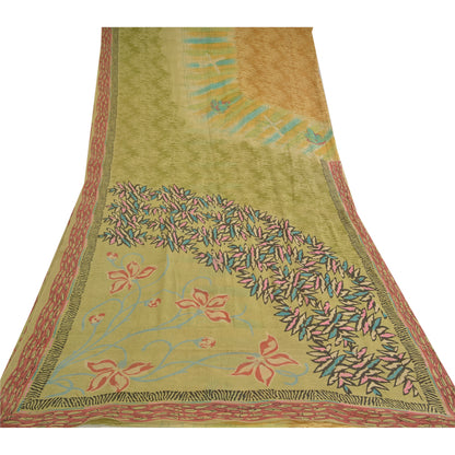 Sanskriti Vintage Multi Sarees Pure Georgette Silk Print Sari 5yd Craft Sustainable Fabric