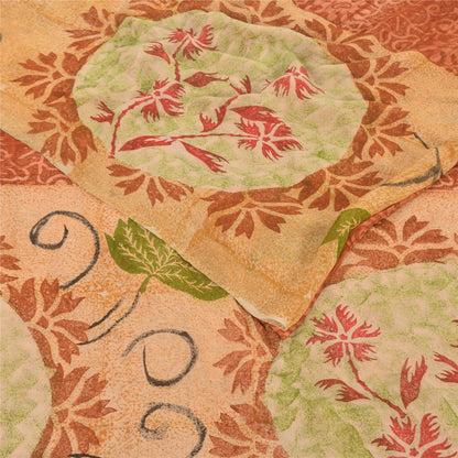 Sanskriti Vintage Pure Georgette Silk Sarees Orange Printed Sari Craft Fabric