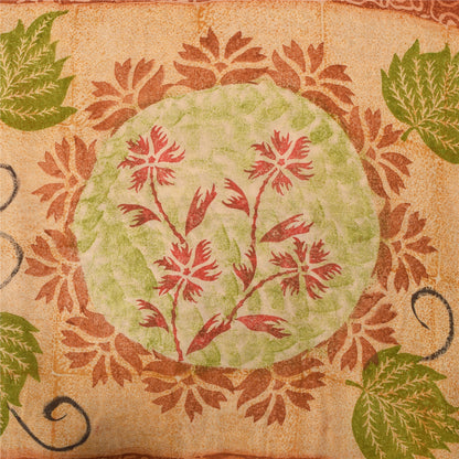 Sanskriti Vintage Pure Georgette Silk Sarees Orange Printed Sari Craft Fabric