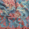 Sanskriti Vintage Pure Georgette Silk Sarees Blue Printed Sari 5yd Craft Sustainable Fabric