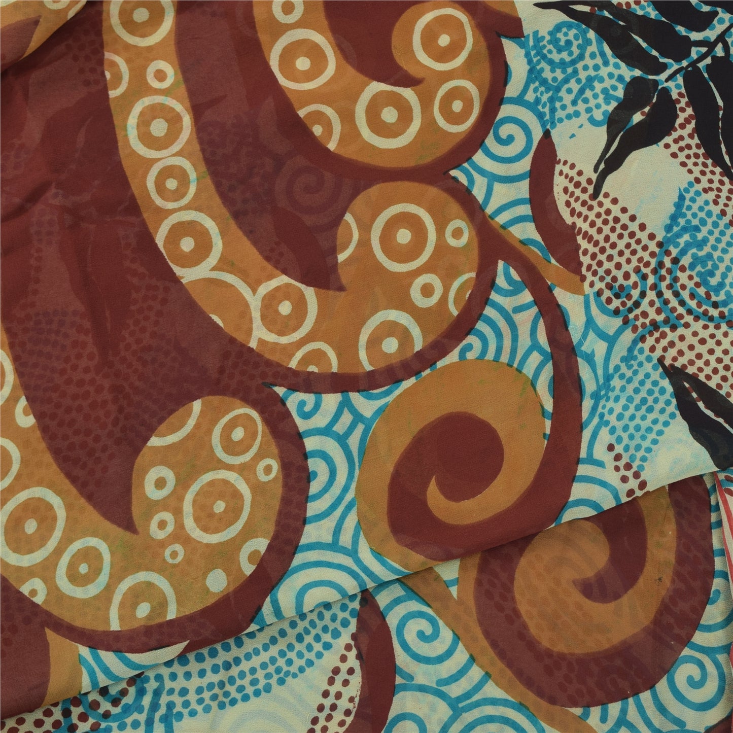 Sanskriti Vintage Multi Pure Georgette Silk Sarees Printed Sari 5yd Craft Fabric