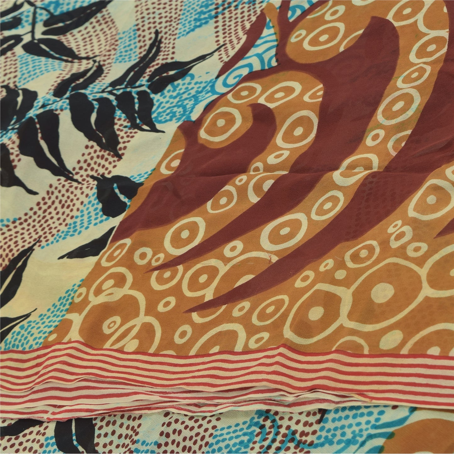 Sanskriti Vintage Multi Pure Georgette Silk Sarees Printed Sari 5yd Craft Fabric