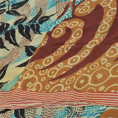 Sanskriti Vintage Multi Pure Georgette Silk Sarees Printed Sari 5yd Craft Fabric