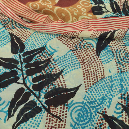 Sanskriti Vintage Multi Pure Georgette Silk Sarees Printed Sari 5yd Craft Fabric