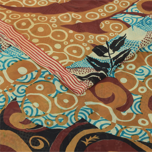Sanskriti Vintage Multi Pure Georgette Silk Sarees Printed Sari 5yd Craft Fabric