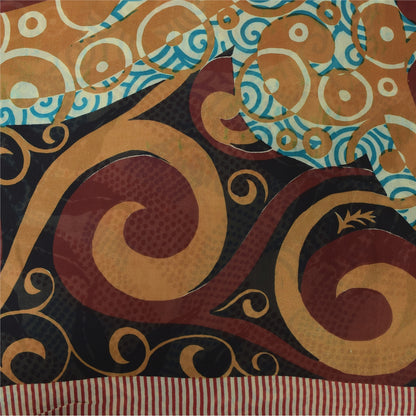 Sanskriti Vintage Multi Pure Georgette Silk Sarees Printed Sari 5yd Craft Fabric