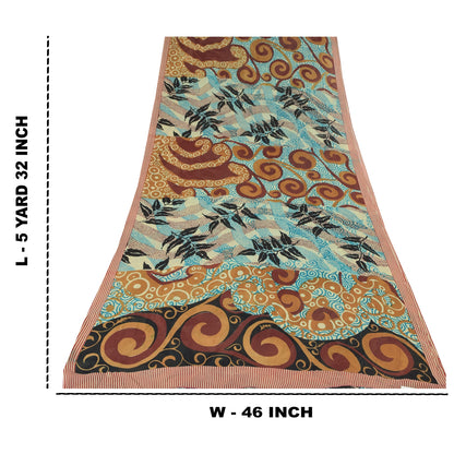 Sanskriti Vintage Multi Pure Georgette Silk Sarees Printed Sari 5yd Craft Fabric