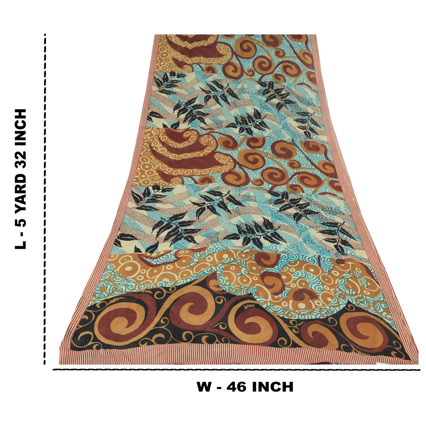 Sanskriti Vintage Multi Pure Georgette Silk Sarees Printed Sari 5yd Craft Fabric