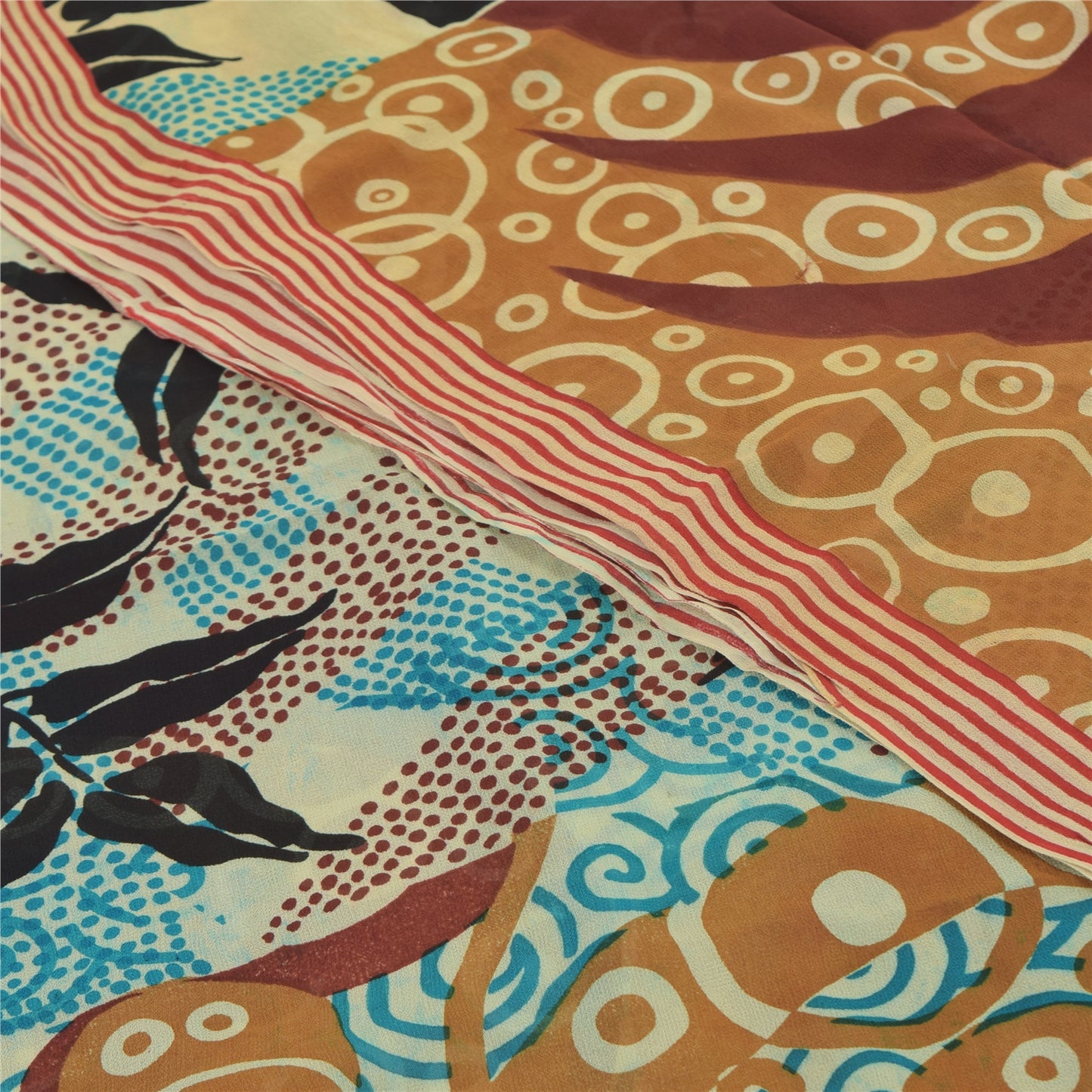 Sanskriti Vintage Multi Pure Georgette Silk Sarees Printed Sari 5yd Craft Fabric