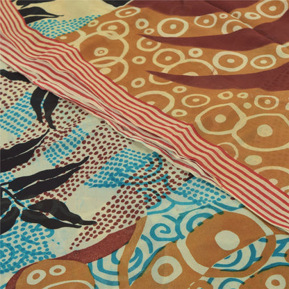 Sanskriti Vintage Multi Pure Georgette Silk Sarees Printed Sari 5yd Craft Fabric