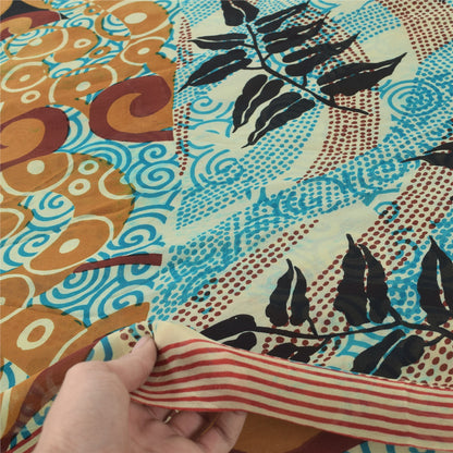 Sanskriti Vintage Multi Pure Georgette Silk Sarees Printed Sari 5yd Craft Fabric