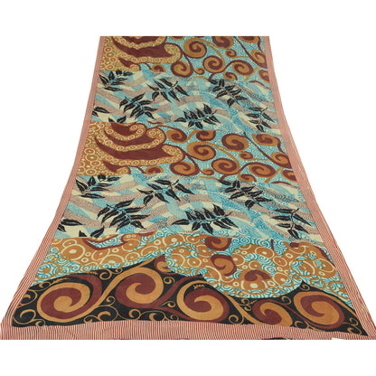 Sanskriti Vintage Multi Pure Georgette Silk Sarees Printed Sari 5yd Craft Fabric