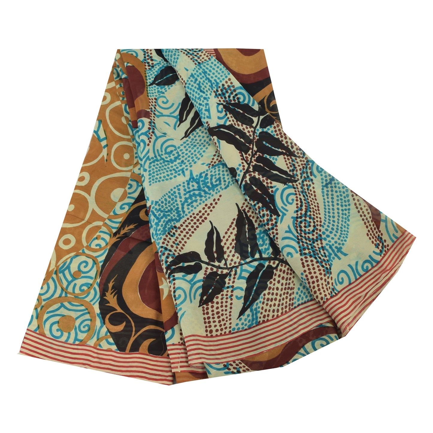 Sanskriti Vintage Multi Pure Georgette Silk Sarees Printed Sari 5yd Craft Fabric